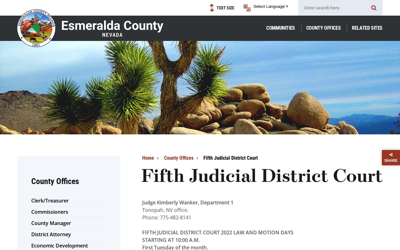 Esmeralda County court record and disposition source